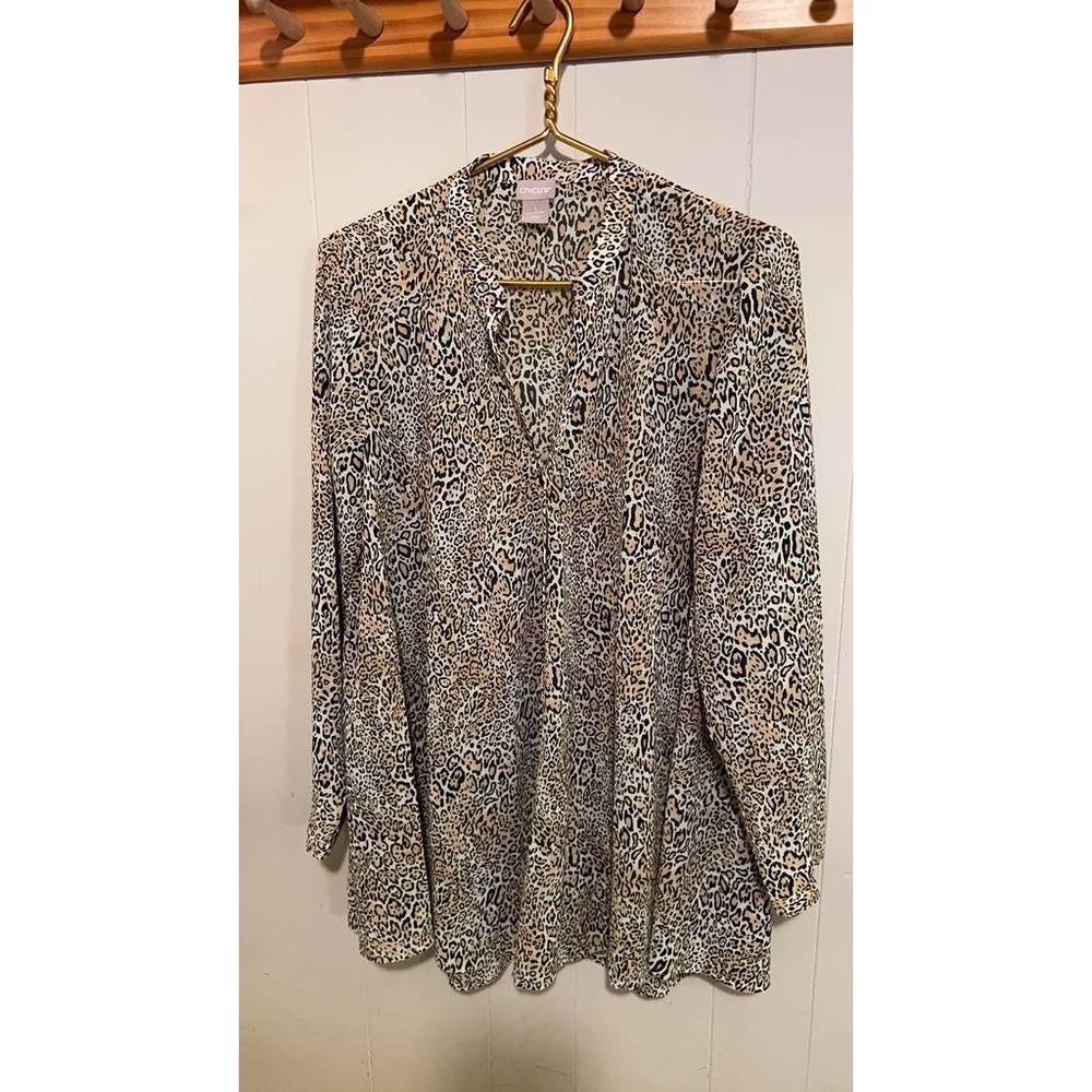 Chico's Leopard Print Blouse Size 1